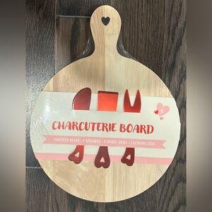 Wooden Charcuterie Board Set with Red Utensils